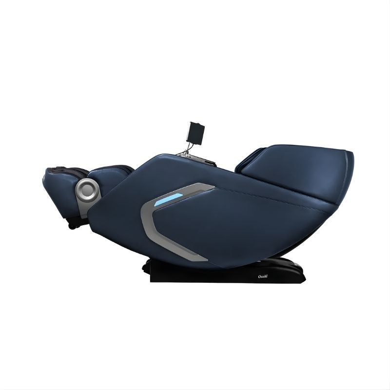 Osaki 4D+3D Bravo Duo Flex - Electric Chair Massager - Blue Left Side View in Recline