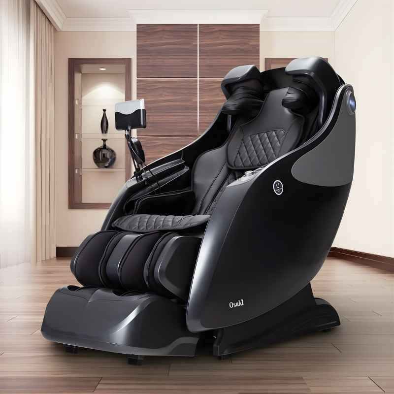 Osaki OP-4D Master - Electric Chair Massager - Black chair left side view indoor setting