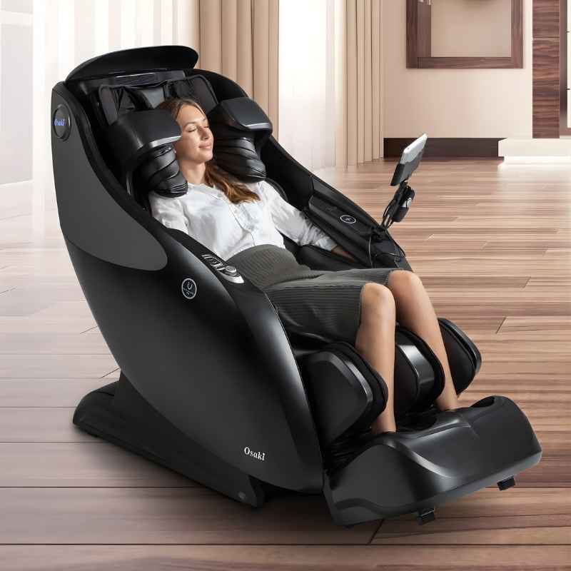 Osaki OP-4D Master - Electric Chair Massager - Woman relaxing in indoor setting
