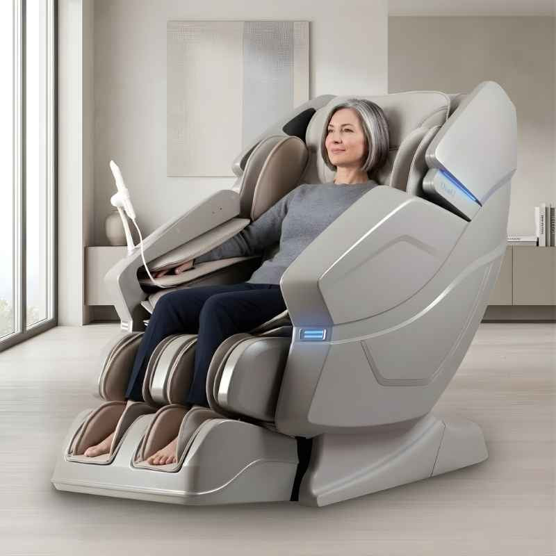 Osaki OS-3D Ai Vito - Electric Chair Massager - Woman relaxing inindoor setting