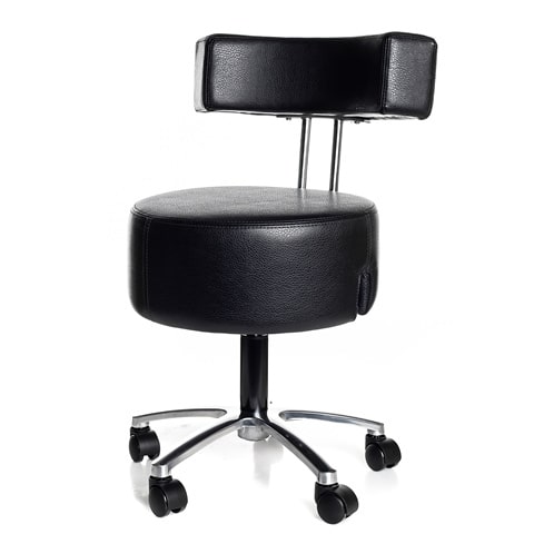 Professional esthetician stool with ergonomic lumbar support and hydraulic height adjustment