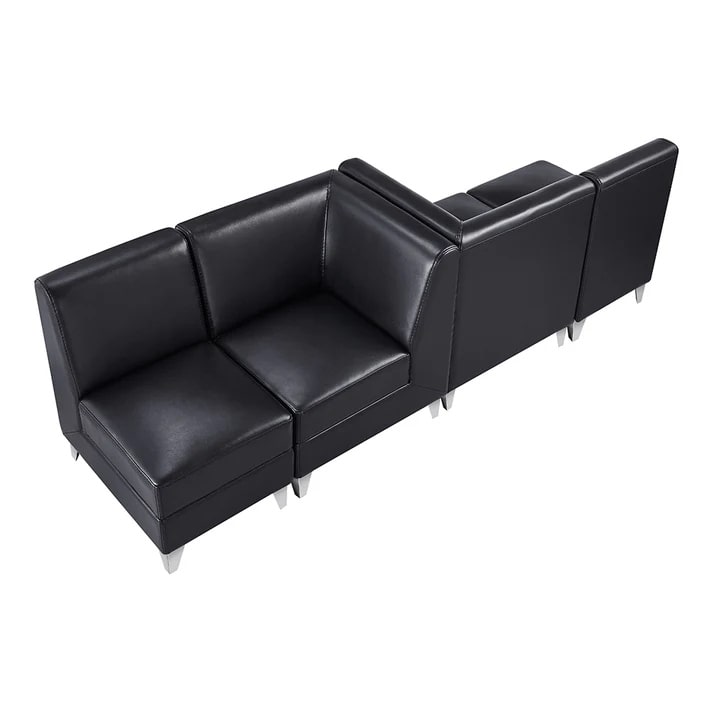 Reinforced metal legs and solid frame construction of professional waiting room couch
