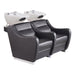 Side profile of DIR Majestic space-saving double seat backwash unit showing dimensions