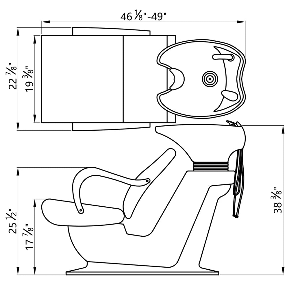 DIR Beckman Gold Shampoo Chair with Adjustable Seat
