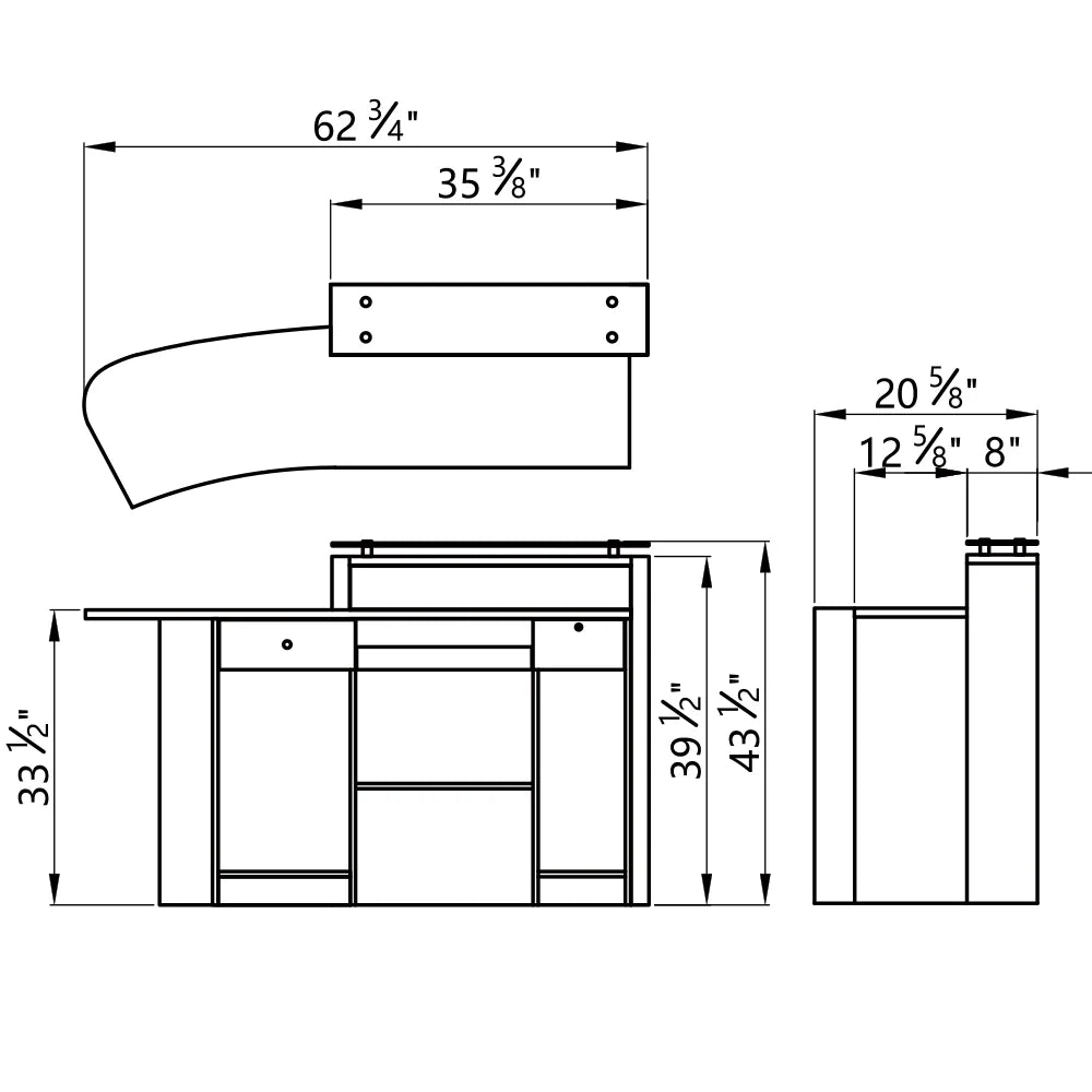 DIR Gattino Modern Reception Desk ADA approved with LED Lighting