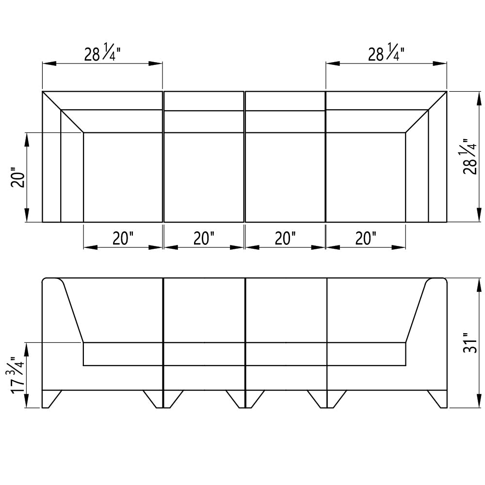 DIR Magic Cubo Waiting Room Couch - 4 Seats