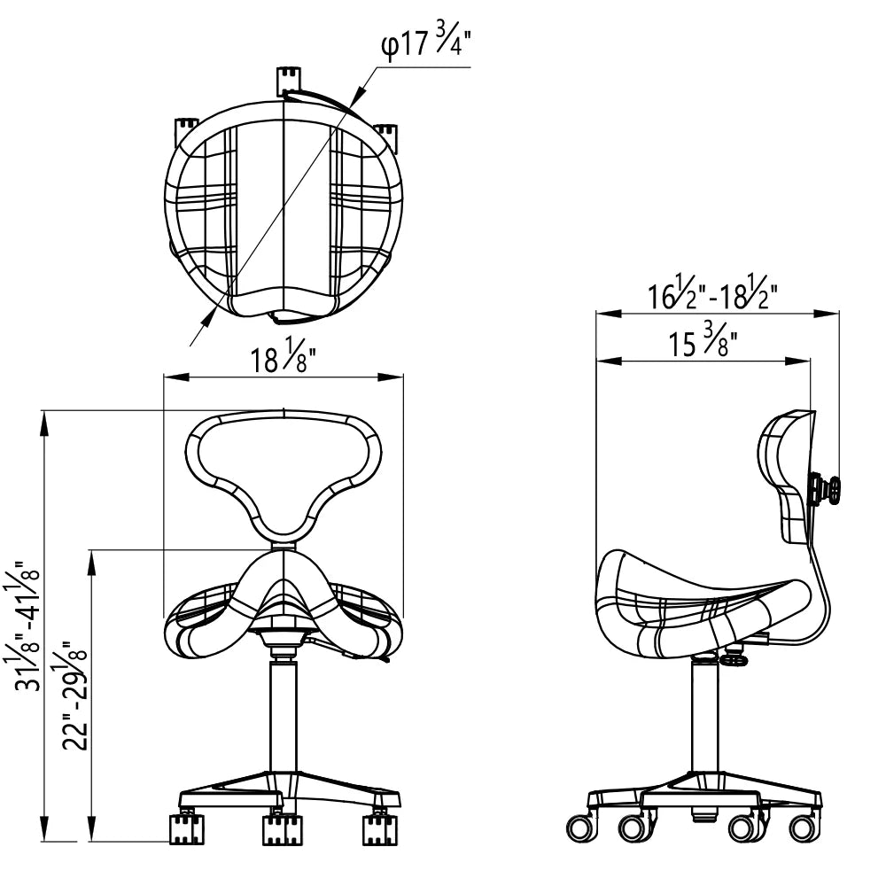 DIR Tao Rolling Saddle Stool with Back