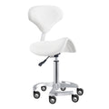 DIR Tao Rolling Saddle Stool with Back - White